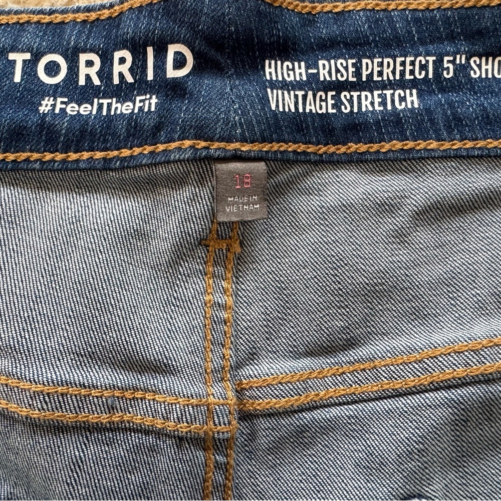 Torrid Distressed Blue Jean Shorts - Picture 4 of 4